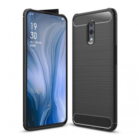 Funda Gel Tpu Tipo Carbon Negra para Oppo Reno