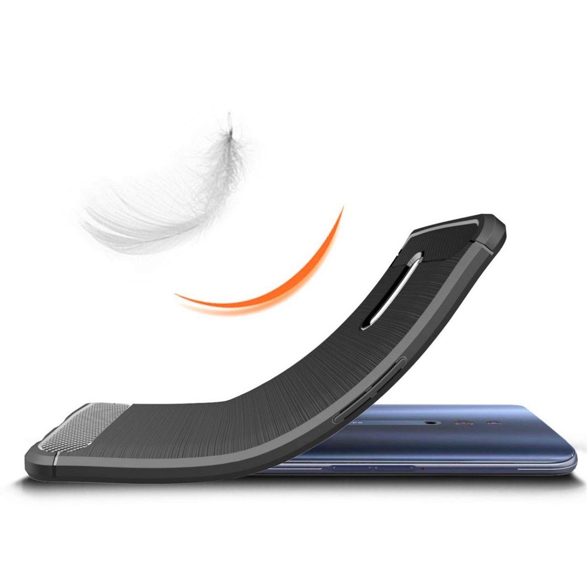Funda Gel Tpu Tipo Carbon Negra para Oppo Reno