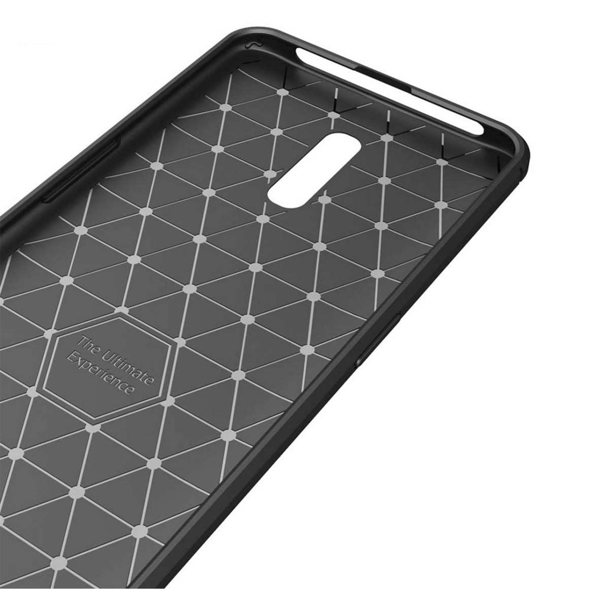 Funda Gel Tpu Tipo Carbon Negra para Oppo Reno