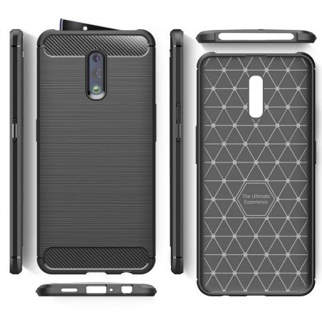Funda Gel Tpu Tipo Carbon Negra para Oppo Reno