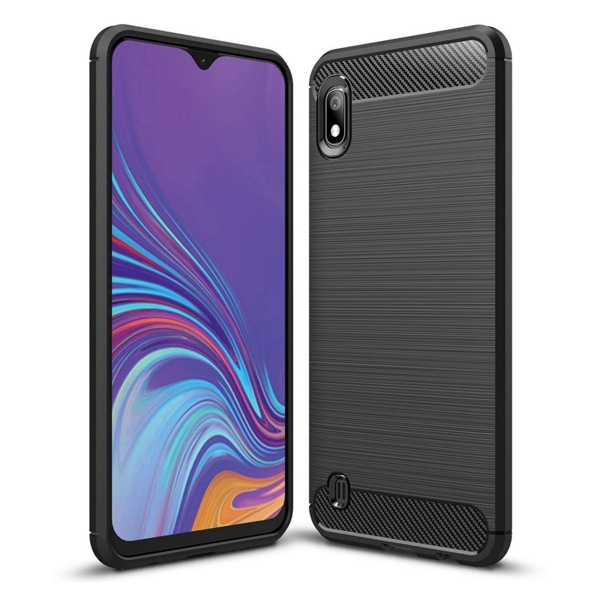 Funda Gel Tpu Tipo Carbon Negra para Samsung Galaxy A10