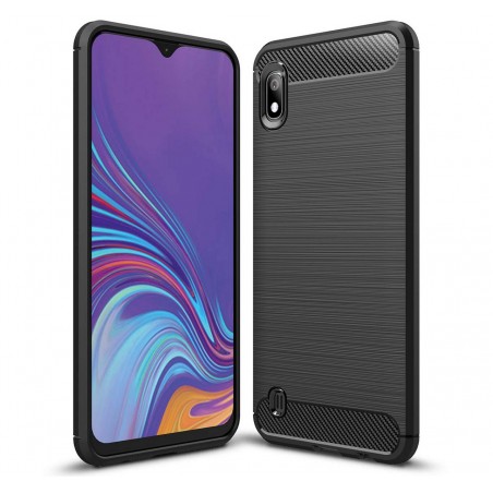 Funda Gel Tpu Tipo Carbon Negra para Samsung Galaxy A10
