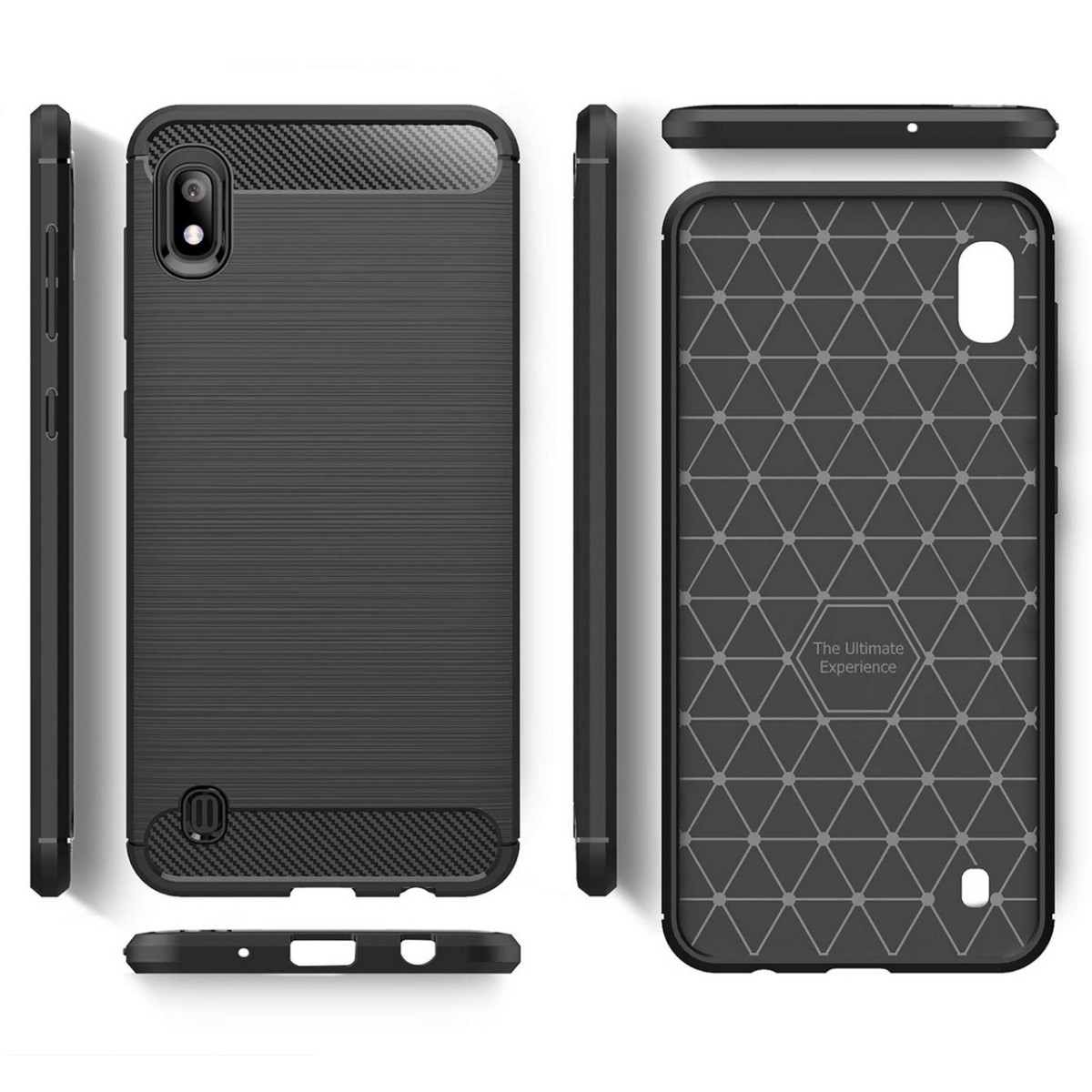 Funda Gel Tpu Tipo Carbon Negra para Samsung Galaxy A10