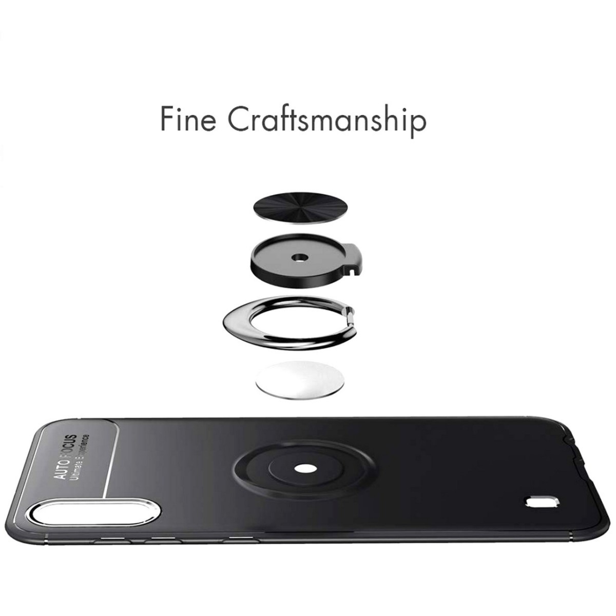 Funda Magnetica Soporte con Anillo Giratorio 360 para Samsung Galaxy A10 Negra