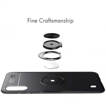 Funda Magnetica Soporte con Anillo Giratorio 360 para Samsung Galaxy A10 Negra