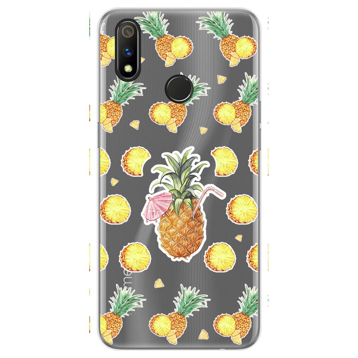 Funda Gel Transparente para Realme 3 Pro diseño Piña Dibujos