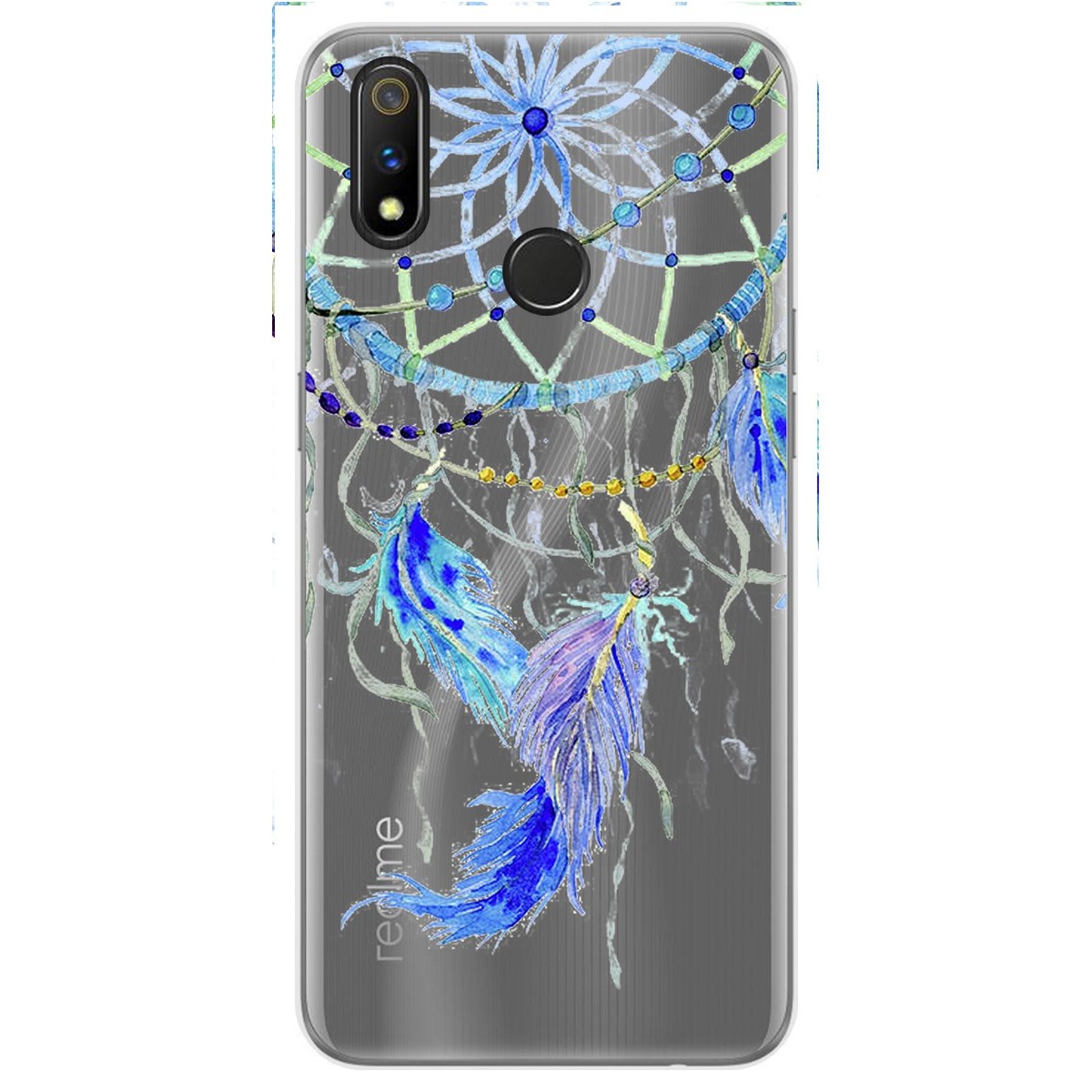 Funda Gel Transparente para Realme 3 Pro diseño Plumas Dibujos