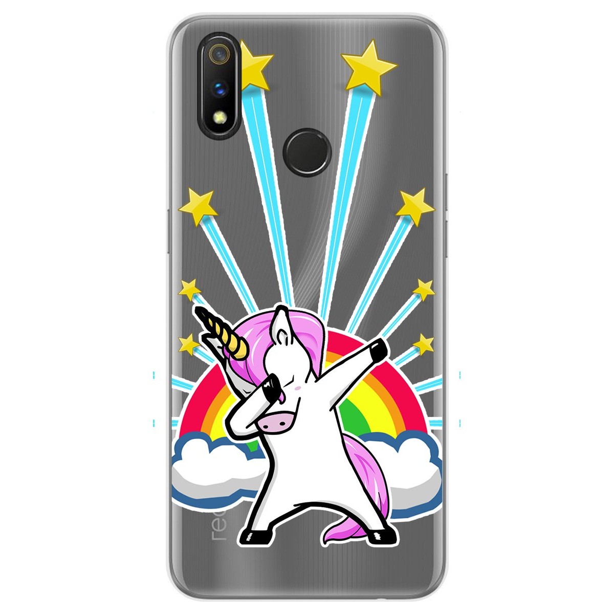 Funda Gel Transparente para Realme 3 Pro diseño Unicornio Dibujos