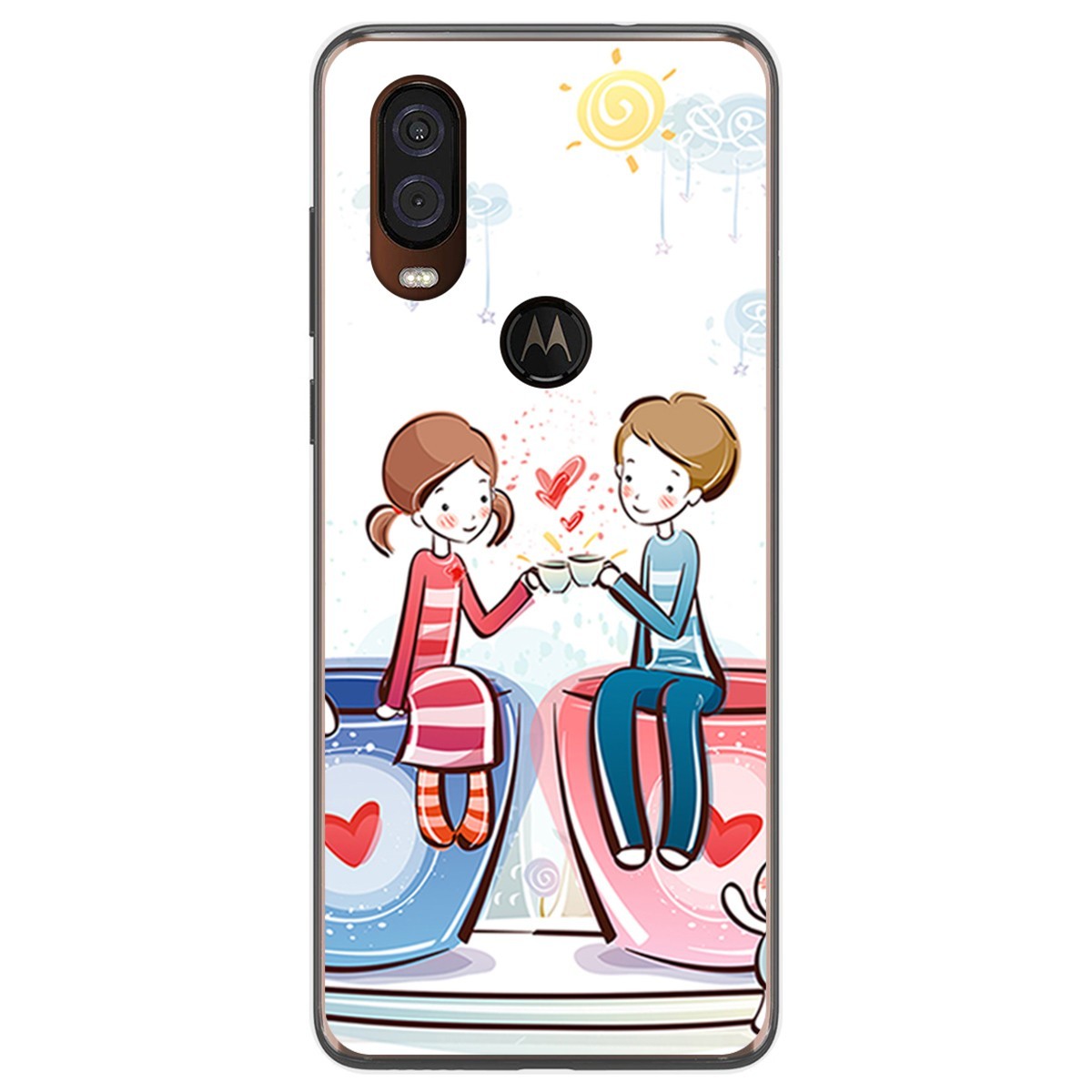 Funda Gel Tpu para Motorola One Vision diseño Café Dibujos