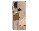 Funda Gel Tpu para Motorola One Vision diseño Corazones Madera Dibujos