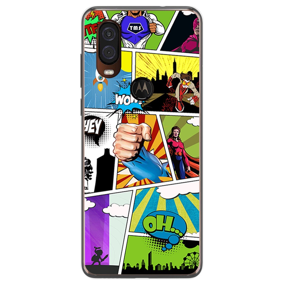 Funda Gel Tpu para Motorola One Vision diseño Comic Dibujos