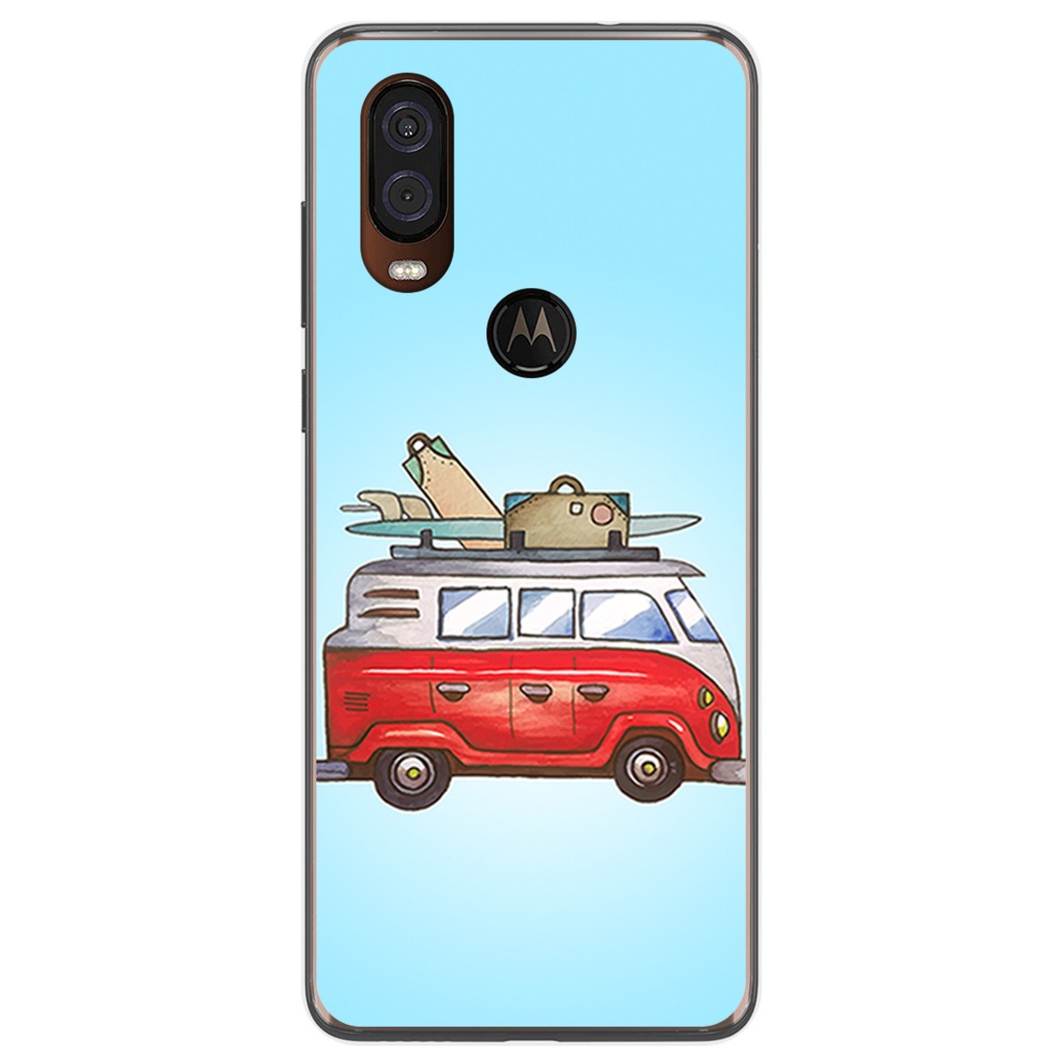 Funda Gel Tpu para Motorola One Vision diseño Furgoneta Dibujos