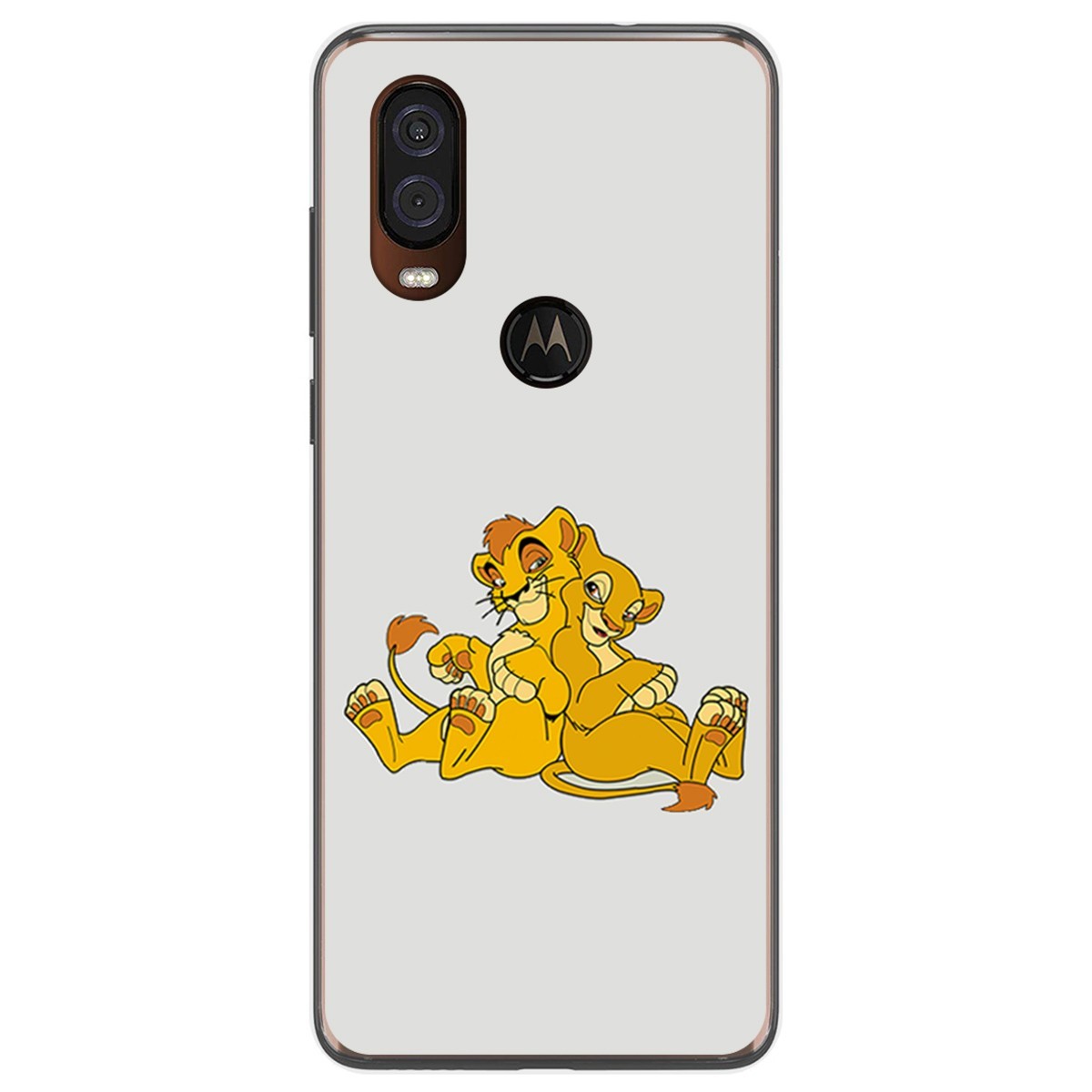 Funda Gel Tpu para Motorola One Vision diseño Leones Dibujos