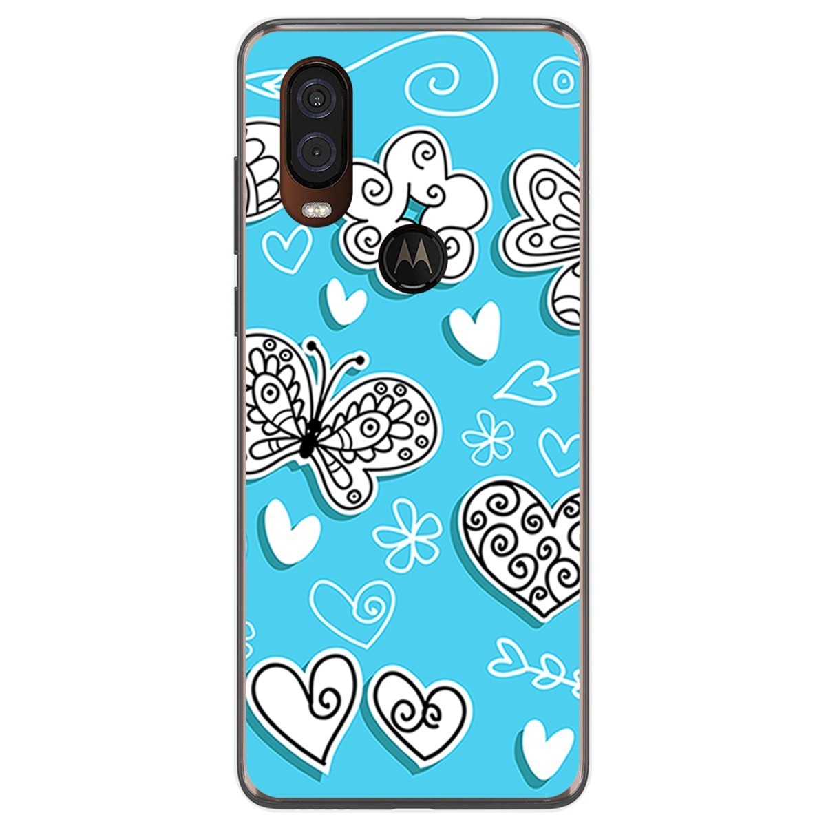 Funda Gel Tpu para Motorola One Vision diseño Mariposas Dibujos