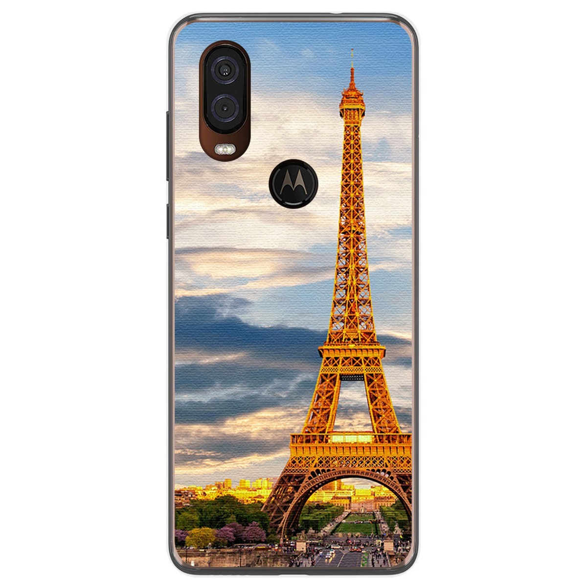 Funda Gel Tpu para Motorola One Vision diseño Paris Dibujos