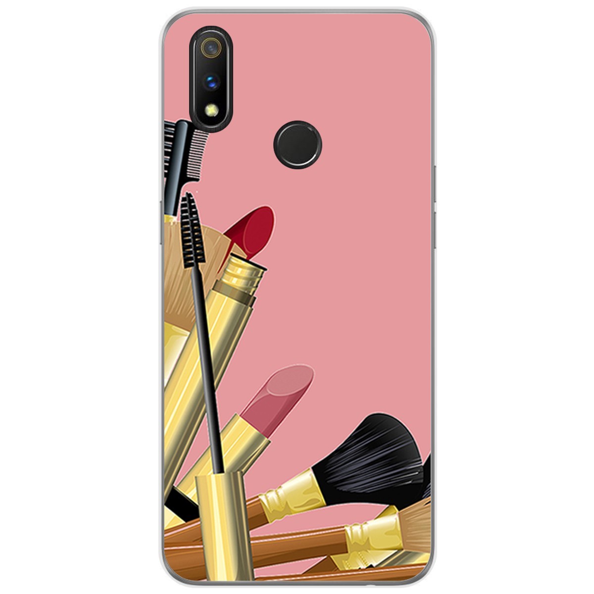 Funda Gel Tpu para Realme 3 Pro diseño Brochas Dibujos