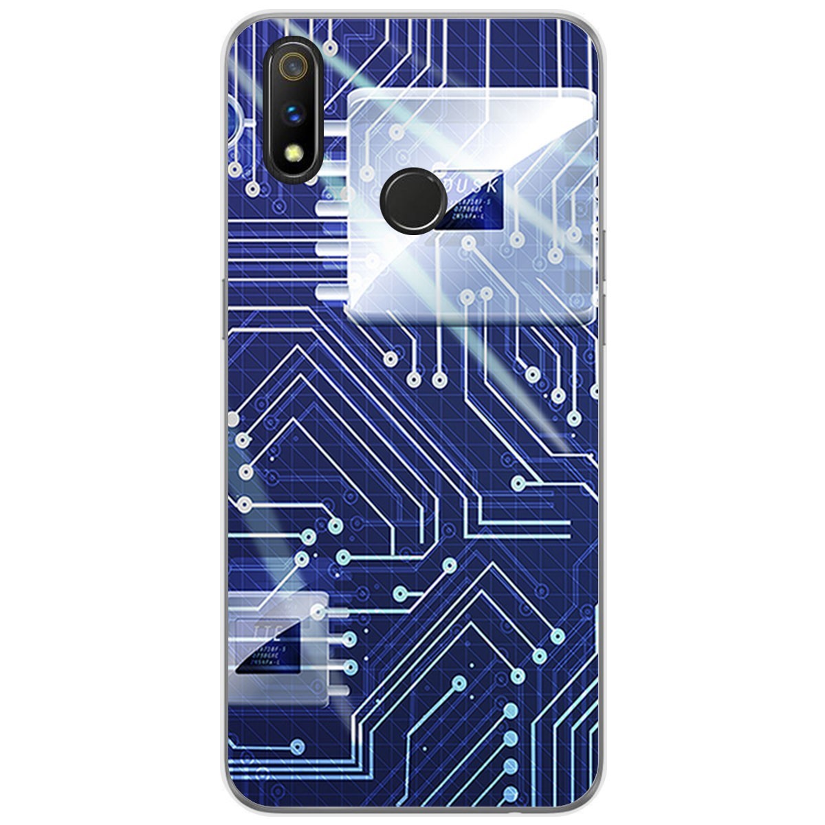 Funda Gel Tpu para Realme 3 Pro diseño Circuito Dibujos