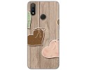 Funda Gel Tpu para Realme 3 Pro diseño Corazones Madera Dibujos