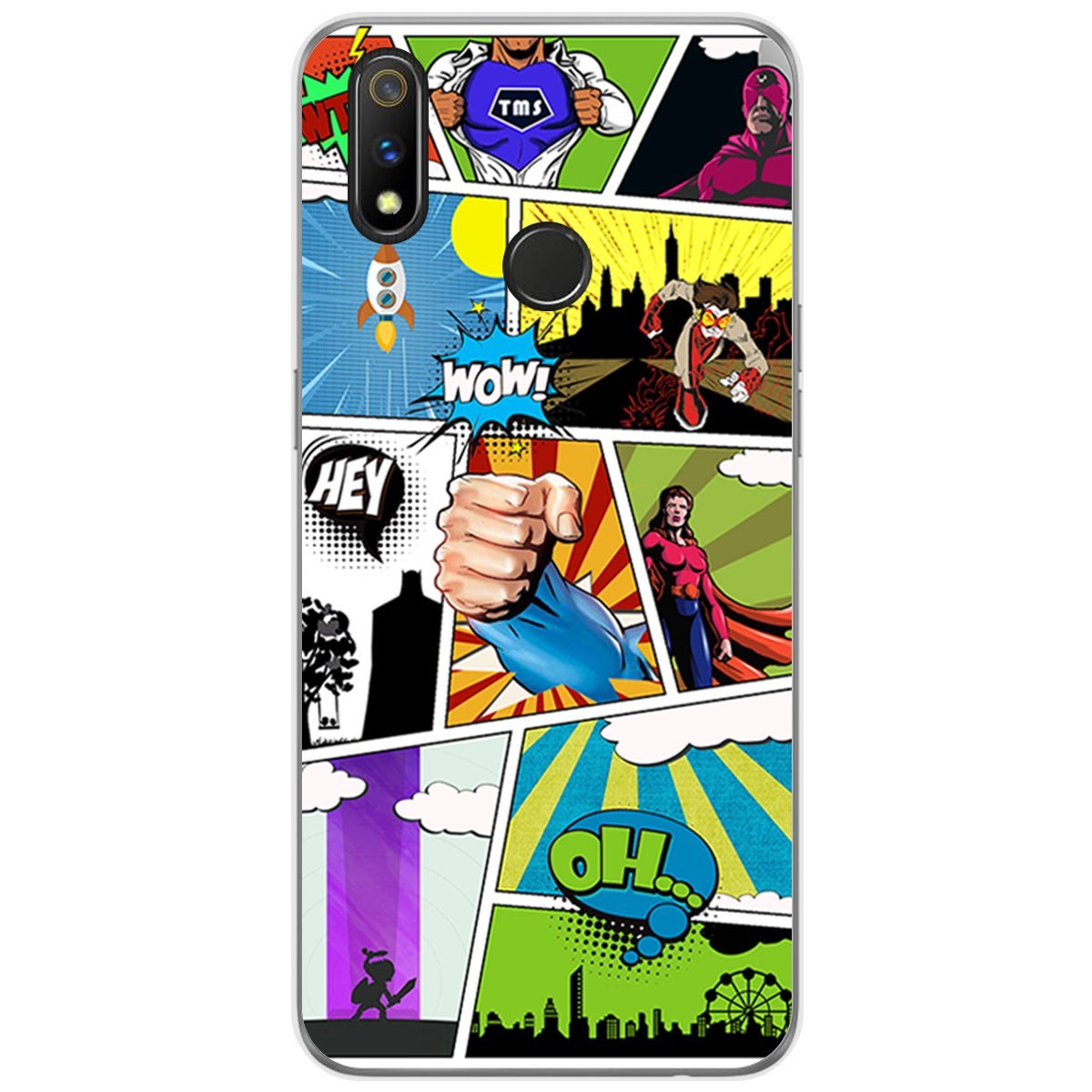 Funda Gel Tpu para Realme 3 Pro diseño Comic Dibujos