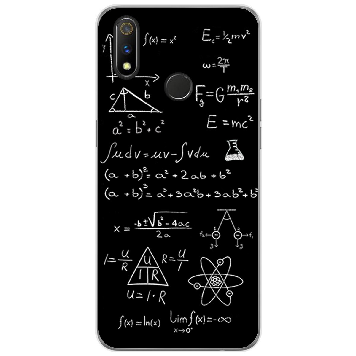 Funda Gel Tpu para Realme 3 Pro diseño Formulas Dibujos