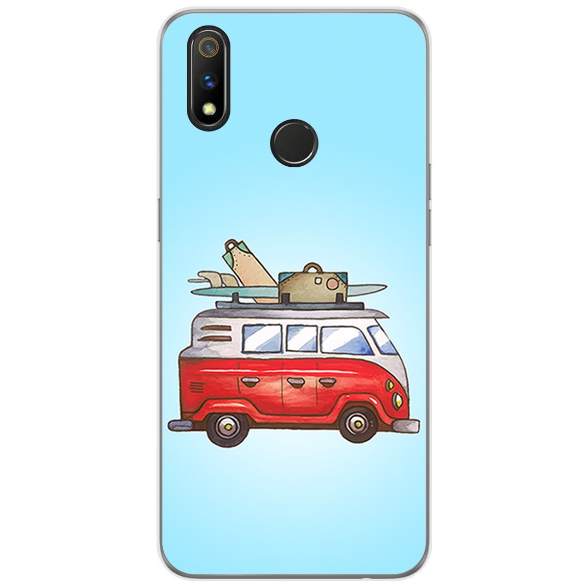 Funda Gel Tpu para Realme 3 Pro diseño Furgoneta Dibujos