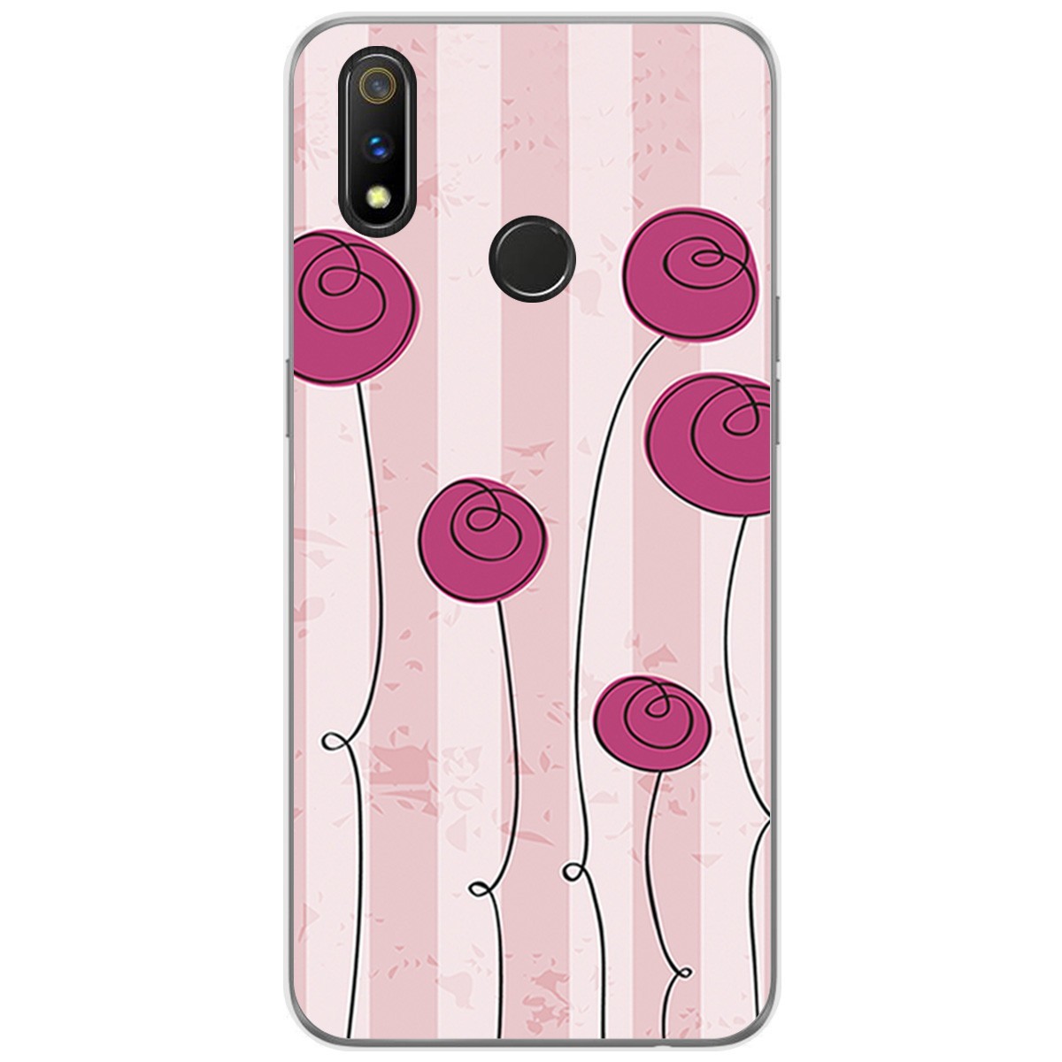 Funda Gel Tpu para Realme 3 Pro diseño Flores Vintage Dibujos