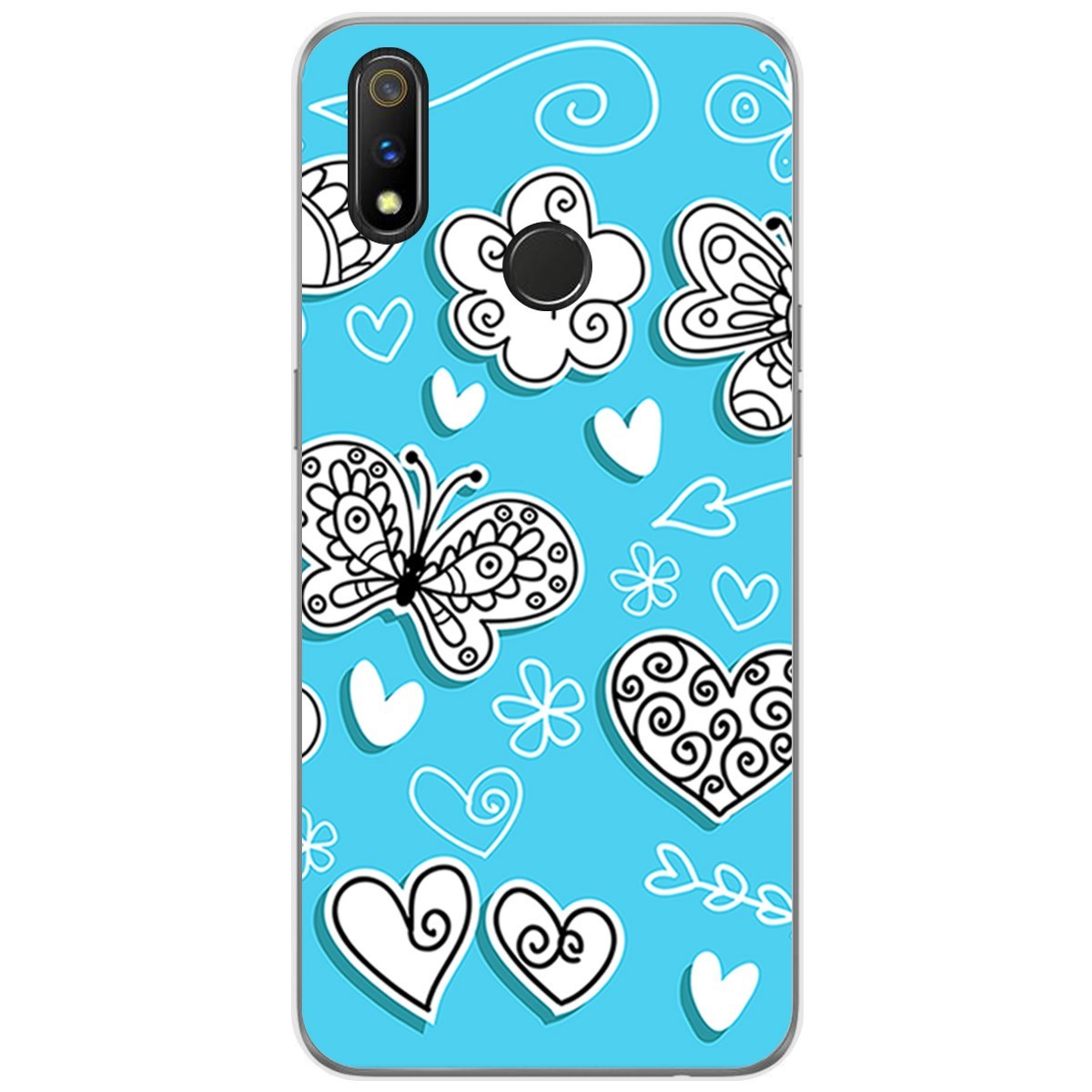 Funda Gel Tpu para Realme 3 Pro diseño Mariposas Dibujos