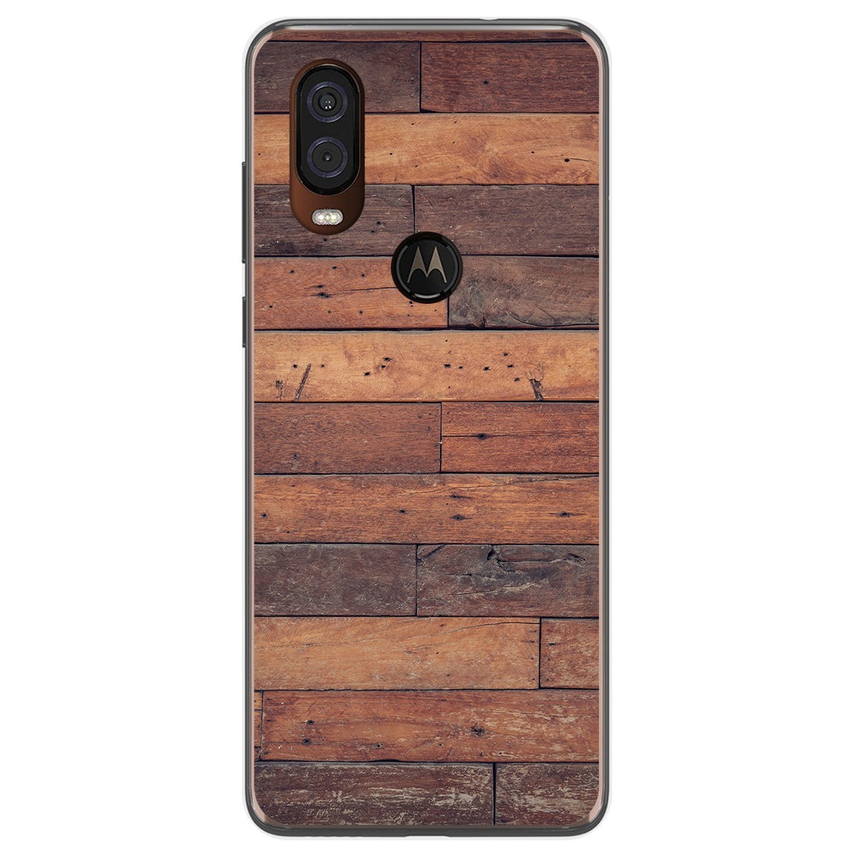 Funda Gel Tpu para Motorola One Vision diseño Madera 03 Dibujos