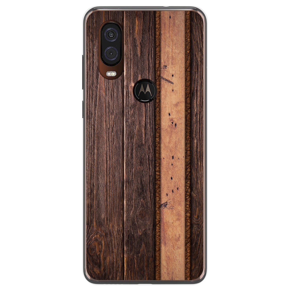 Funda Gel Tpu para Motorola One Vision diseño Madera 05 Dibujos