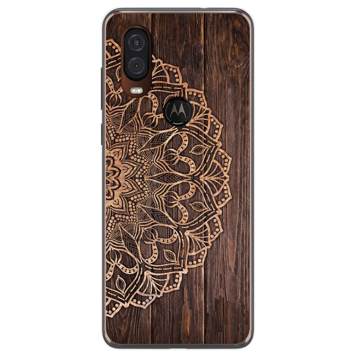 Funda Gel Tpu para Motorola One Vision diseño Madera 06 Dibujos