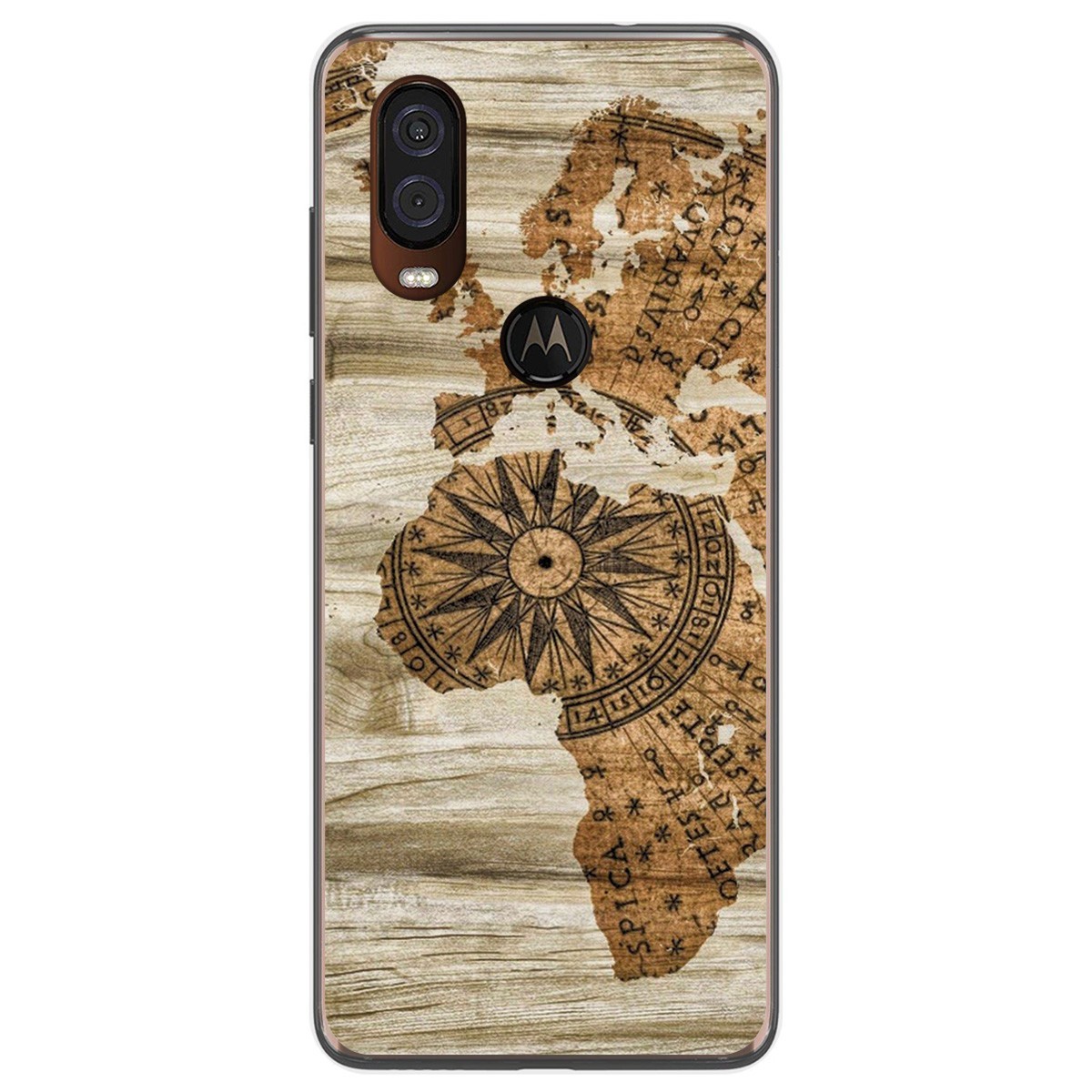 Funda Gel Tpu para Motorola One Vision diseño Madera 07 Dibujos