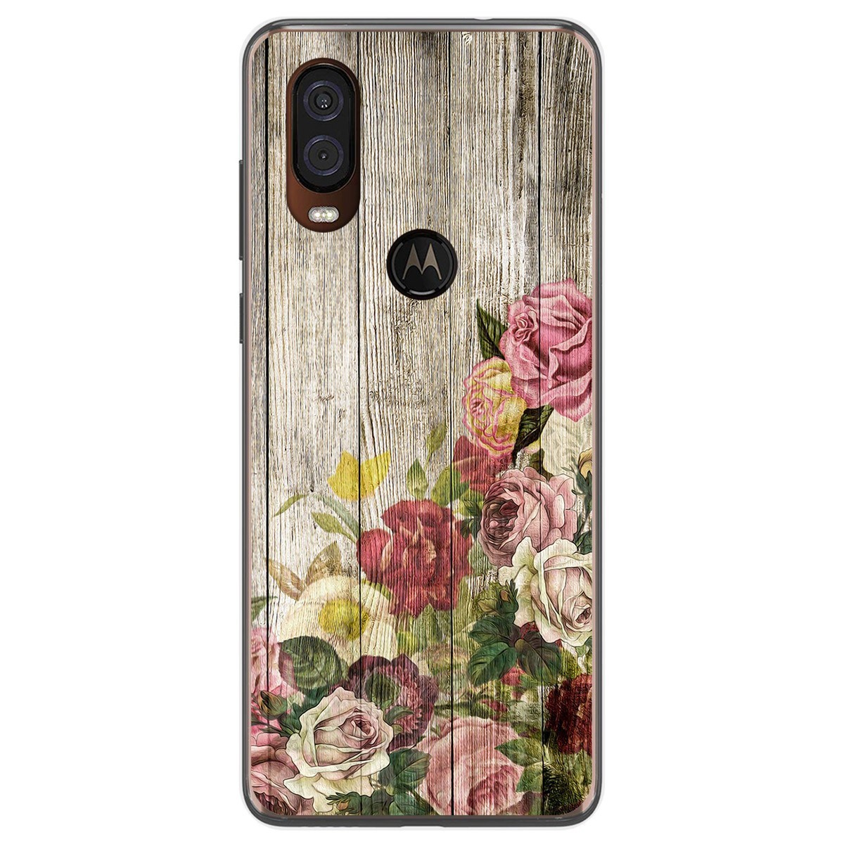 Funda Gel Tpu para Motorola One Vision diseño Madera 08 Dibujos