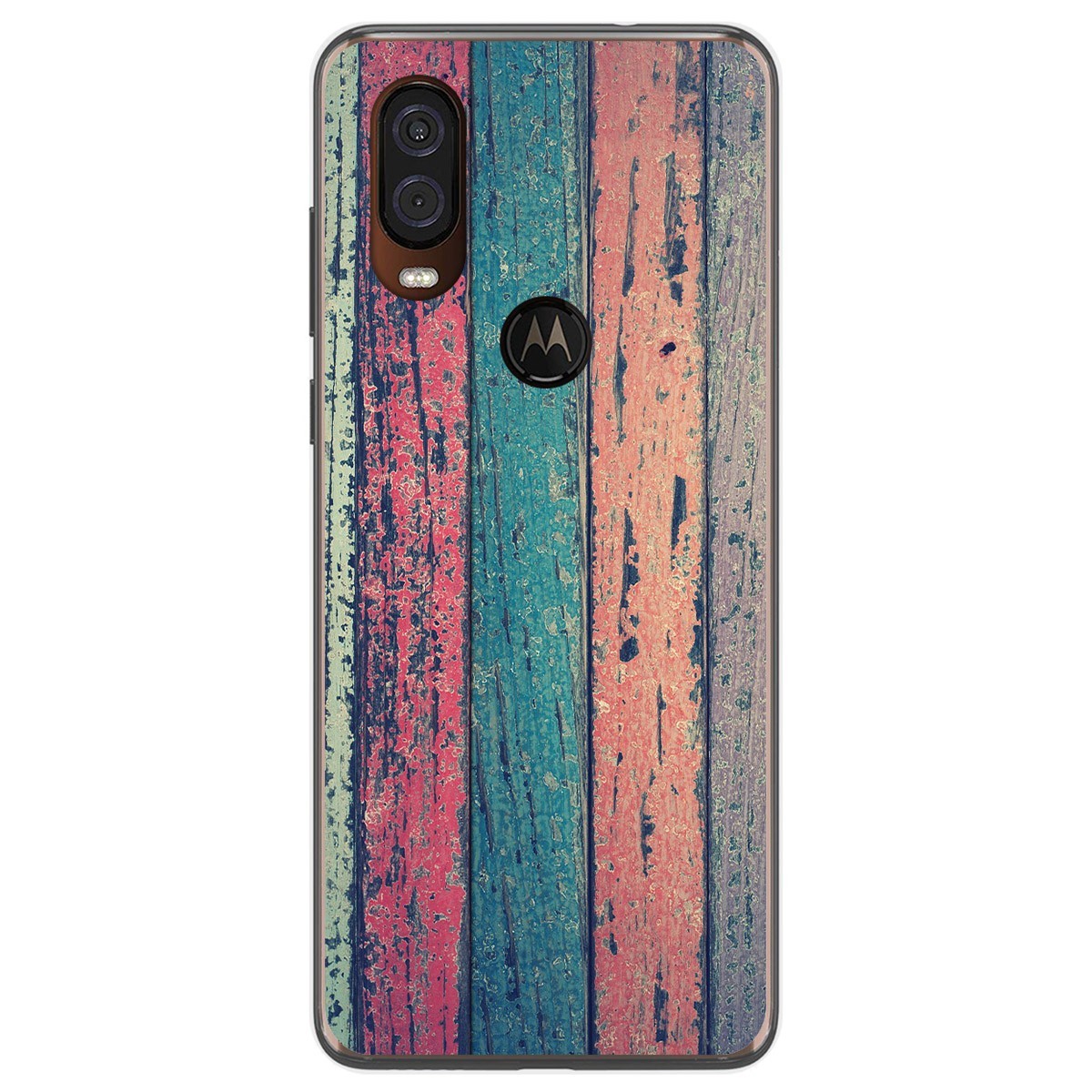 Funda Gel Tpu para Motorola One Vision diseño Madera 10 Dibujos