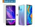 Pack 2 En 1 Funda Gel Transparente + Protector Cristal Templado para Huawei P30 Lite