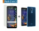 Pack 2 En 1 Funda Gel Transparente + Protector Cristal Templado para Lg K40