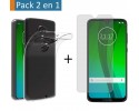 Pack 2 En 1 Funda Gel Transparente + Protector Cristal Templado para Motorola Moto G7 / G7 Plus