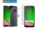 Pack 2 En 1 Funda Gel Transparente + Protector Cristal Templado para Motorola Moto G7 Play