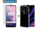 Pack 2 En 1 Funda Gel Transparente + Protector Cristal Templado para Oneplus 7