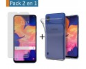 Pack 2 En 1 Funda Gel Transparente + Protector Cristal Templado para Samsung Galaxy A10
