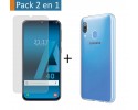 Pack 2 En 1 Funda Gel Transparente + Protector Cristal Templado para Samsung Galaxy A40