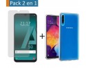 Pack 2 En 1 Funda Gel Transparente + Protector Cristal Templado para Samsung Galaxy A50 / A50s / A30s
