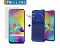 Pack 2 En 1 Funda Gel Transparente + Protector Cristal Templado para Samsung Galaxy M20