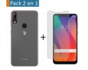 Pack 2 En 1 Funda Gel Transparente + Protector Cristal Templado para Vsmart Active 1+ Plus