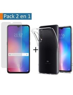 Pack 2 En 1 Funda Gel Transparente + Protector Cristal Templado para Xiaomi Mi 9