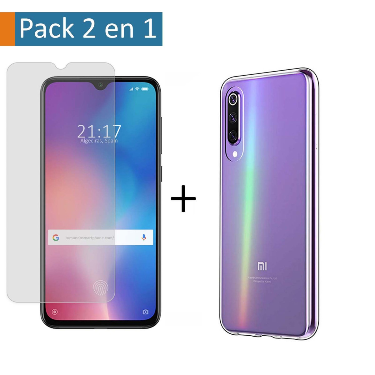 Pack 2 En 1 Funda Gel Transparente + Protector Cristal Templado para Xiaomi Mi 9 SE