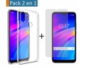 Pack 2 En 1 Funda Gel Transparente + Protector Cristal Templado para Xiaomi Redmi 7