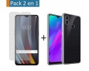 Pack 2 En 1 Funda Gel Transparente + Protector Cristal Templado para Realme 3 Pro