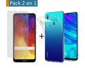 Pack 2 En 1 Funda Gel Transparente + Protector Cristal Templado para Huawei Y6 2019 / Y6s 2019