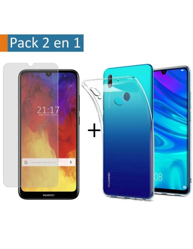 Pack 2 En 1 Funda Gel Transparente + Protector Cristal Templado para Huawei Y6 2019 / Y6s 2019