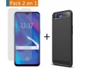 Pack 2 En 1 Funda Gel Tipo Carbono + Protector Cristal Templado para Oppo RX17 Neo